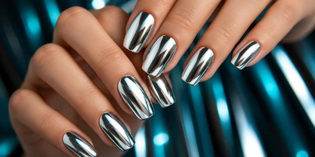 Chrome and Mirror Finish Acrylics Acrylic Nail Ideas