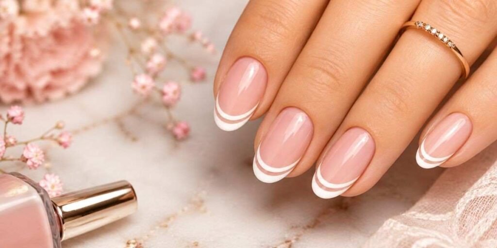 French Tip Nails Double French Tips