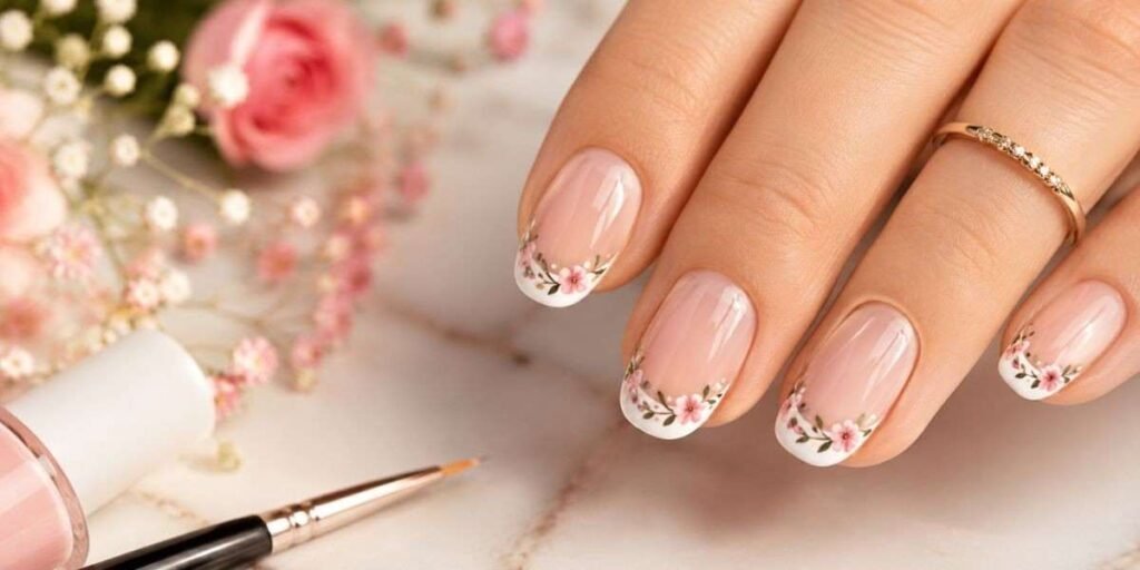  French Tip NailsFloral French Tips