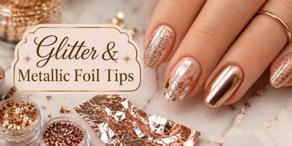 French Tip NailsGlitter & Metallic Foil Tips