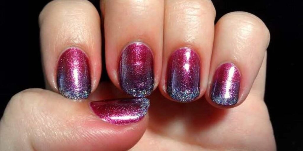Multi-Color Gradient With Glitter Acrylic Nail Ideas